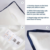 King-size 22 Momme Mulberry Silk Pillow Sham - Cream + Navy Blue